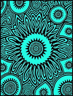 Bold Teal Radial Sunburst Medallion Rug