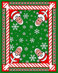 Festive Red Green Santa Snowflakes Border Rug