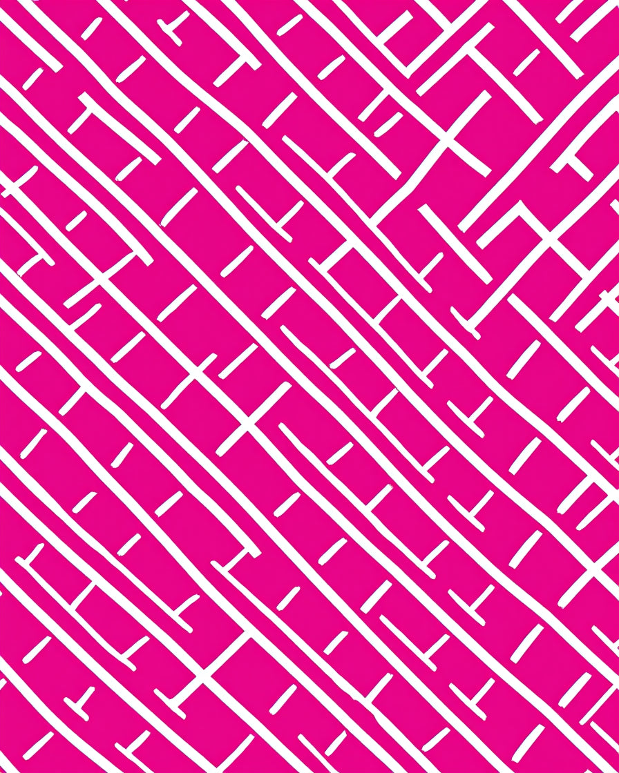 Hot Pink White Linear Intersecting Rug