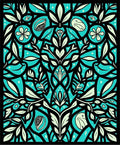 Teal Floral Symmetry Art Deco Rug