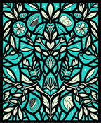Teal Floral Symmetry Art Deco Rug