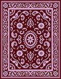 Deep Crimson Floral Scrollwork Overlay Rug