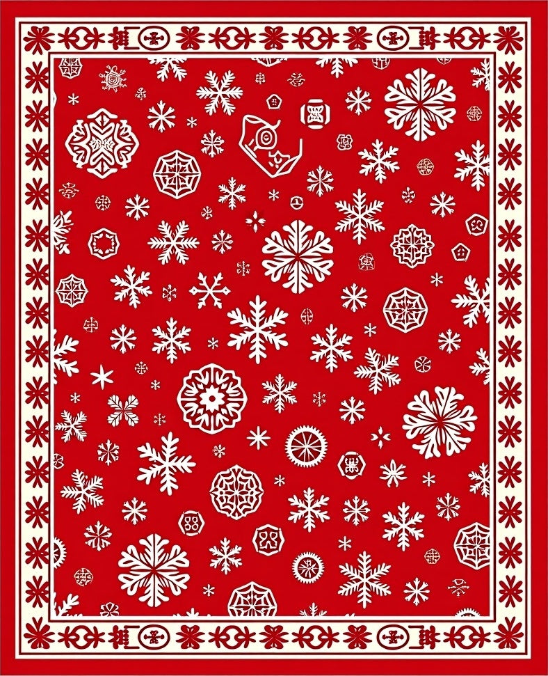 Vibrant Red Snowflake Collection Rug