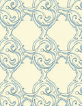 Aqua Swirl Scroll Damask Rug