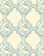Aqua Swirl Scroll Damask Rug
