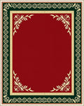 Crimson Center with Golden Leaf Corners Rug
