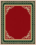 Crimson Center with Golden Leaf Corners Rug