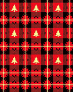 Red Black Buffalo Plaid Evergreen Tree Rug