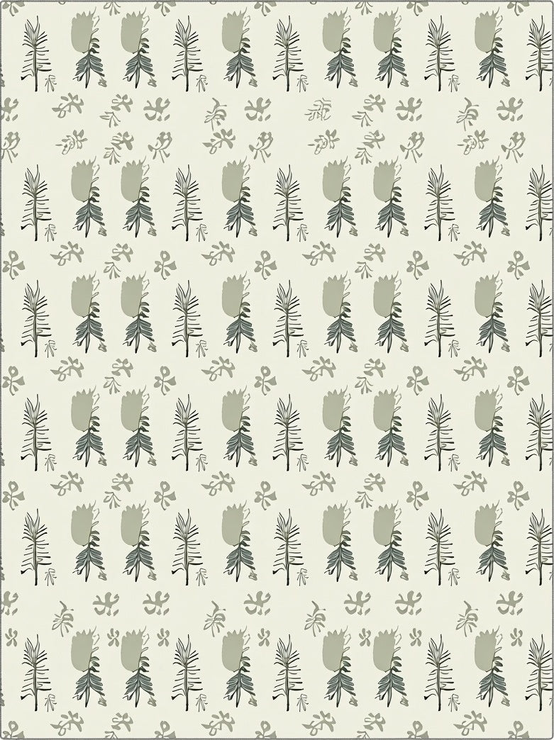 Botanical Twig Blossom Cream Rug