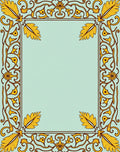 Golden Leaf Bordered Mint Rug