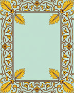 Golden Leaf Bordered Mint Rug