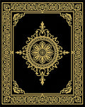 Black Golden Ornate Floral Medallion Border Rug