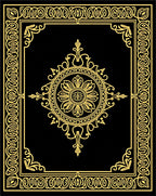 Black Golden Ornate Floral Medallion Border Rug