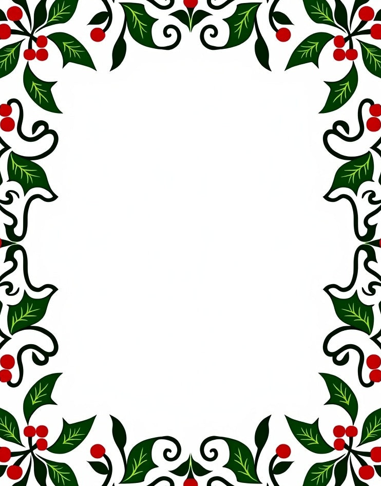Festive Holly Berry Garland Border Rug