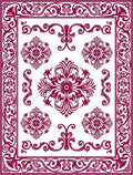 Ornate Burgundy Swirl Central Bloom Rug
