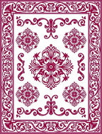 Ornate Burgundy Swirl Central Bloom Rug