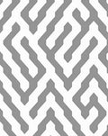 Geometric White and Gray Maze Rug