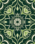 Art Nouveau Green Floral Sunburst Manor Rug