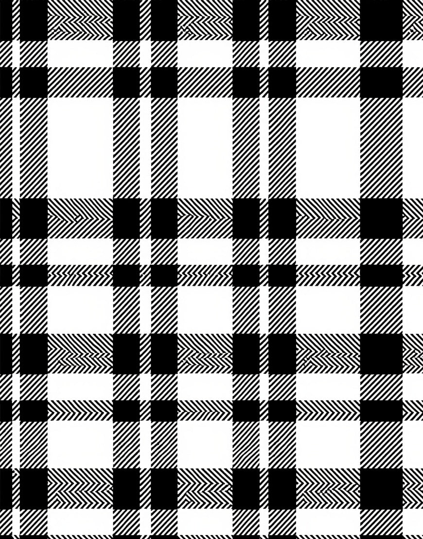 Classic Black White Plaid Madras Rug