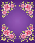 Pink Roses Floral Lavender Border Rug