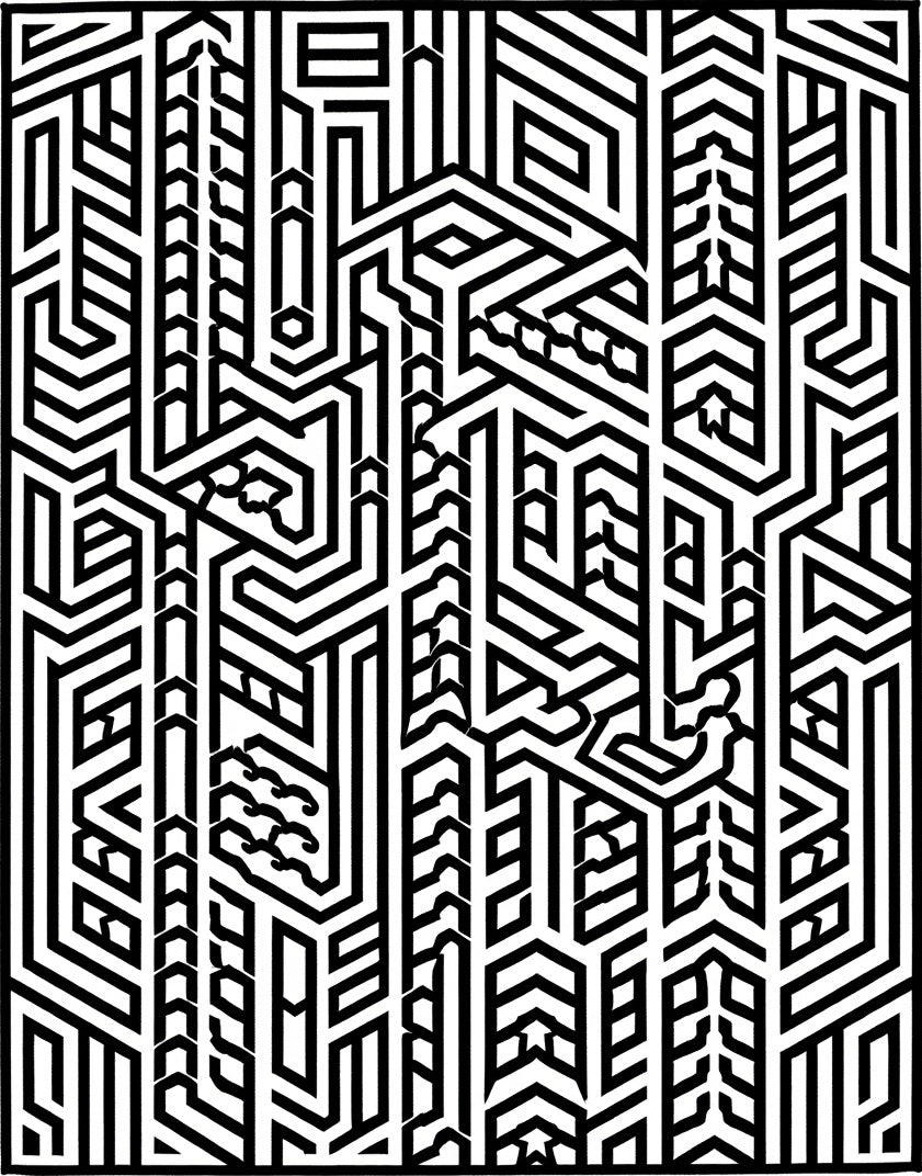 Monochromatic Bold Geometric Maze Rug