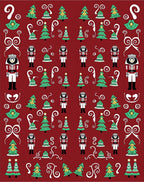 Festive Red Christmas Tree Nutcracker Rug