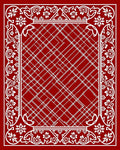 Crimson White Floral Border Intertwined Lines Rug