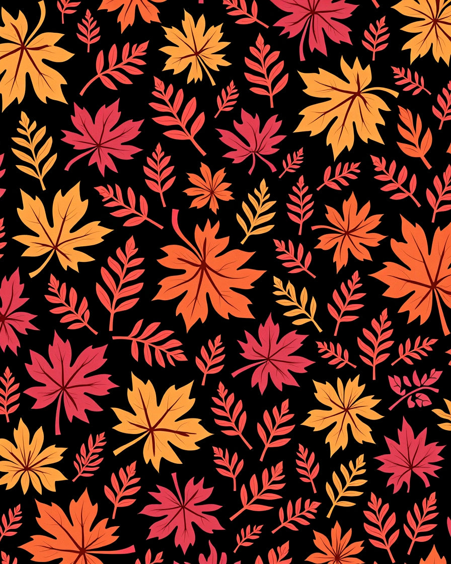 Autumn Leaf Cluster Black Ground Rug