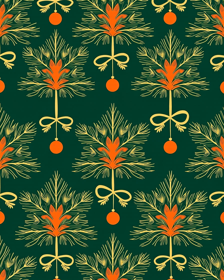 Emerald Green Orange Tree Ornament Rug