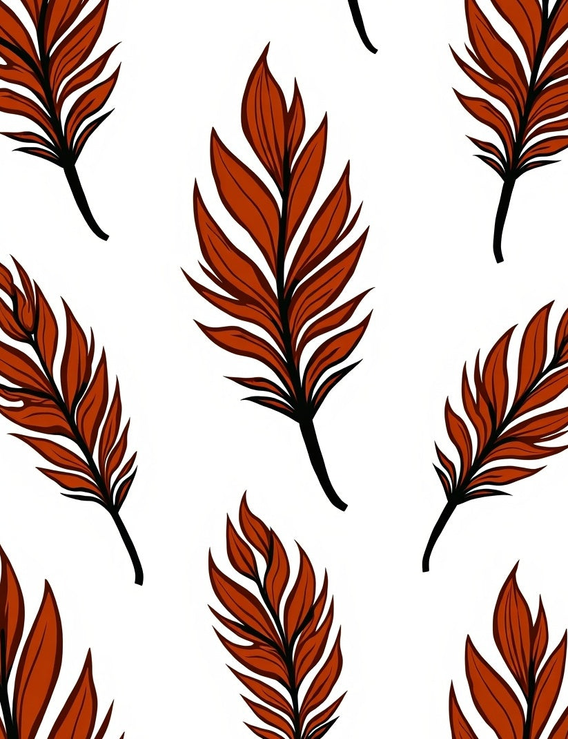 Earthy Red Leafy Botanical Arrangement Rug