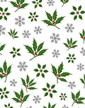 Green Holly Berry Snowflakes Repeat Rug
