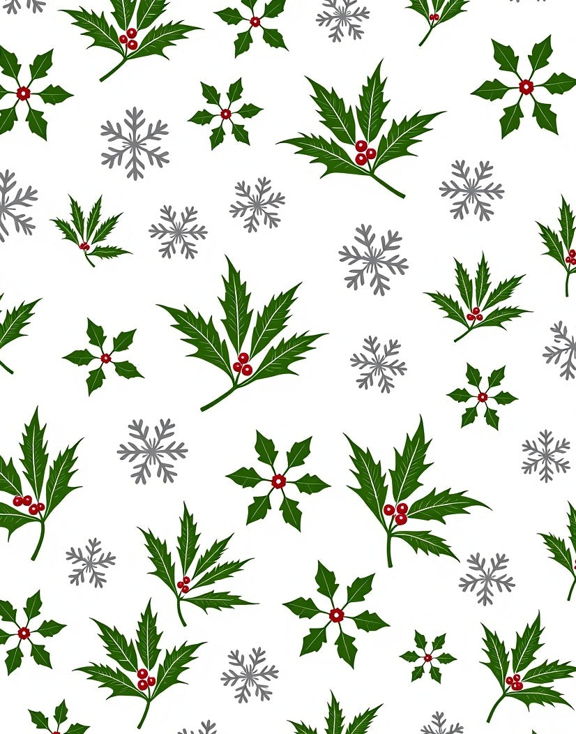 Green Holly Berry Snowflakes Repeat Rug