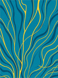 Teal Gold Wavy Line Abstract Rug