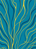 Teal Gold Wavy Line Abstract Rug