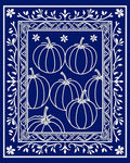 Royal Blue White Pumpkin Harvest Border Rug