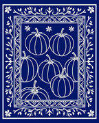 Royal Blue White Pumpkin Harvest Border Rug