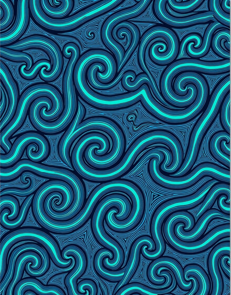 Aqua Swirl Abstract Cobalt Lines Rug