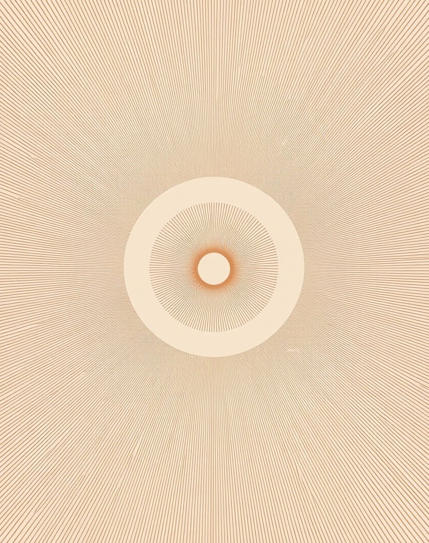 Ochre Sunburst Radial Lines Rug