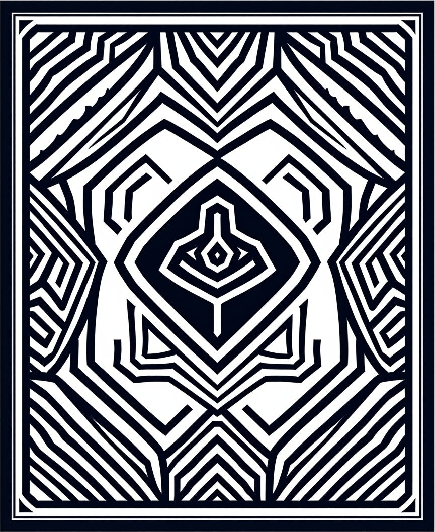 Bold Black Geometric Optical Illusion Rug