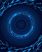 Deep Blue Swirling Circle Abstract Rug