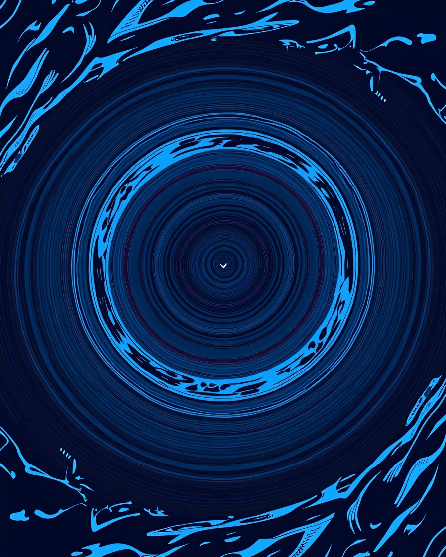 Deep Blue Swirling Circle Abstract Rug
