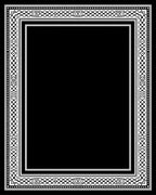 Classic Black White Geometric Border Rug