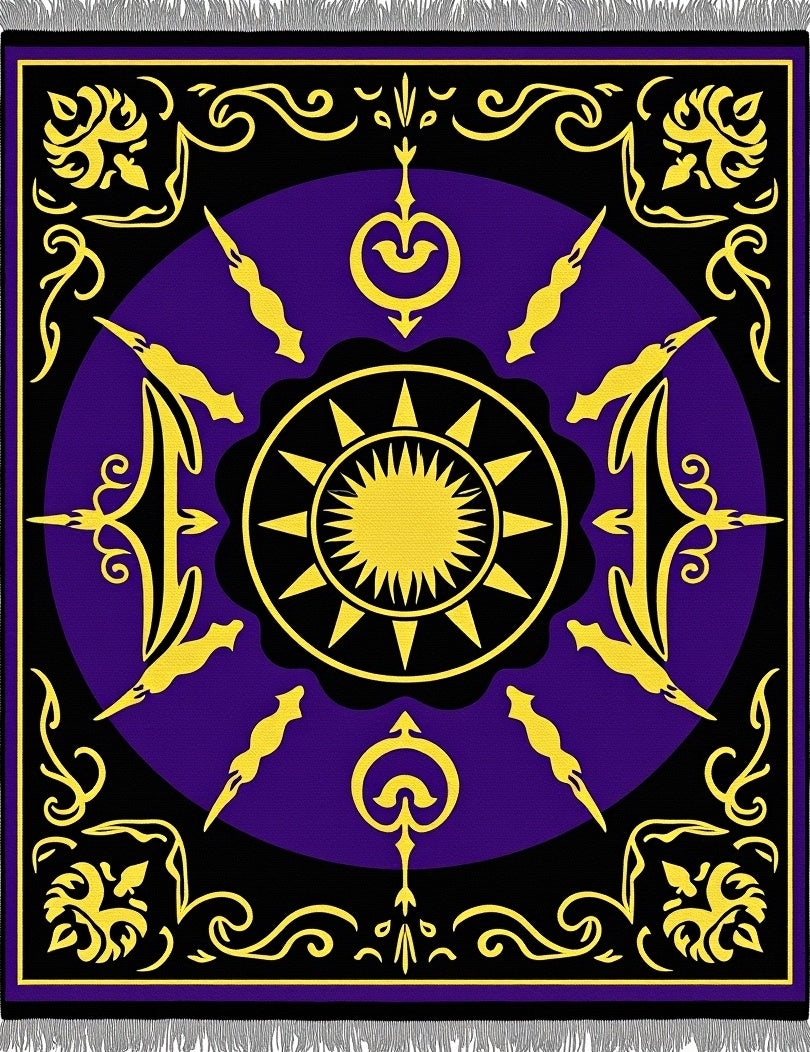 Golden Sun Purple Black Medallion Rug