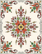 Terracotta Leaf Floral Medallion Rug