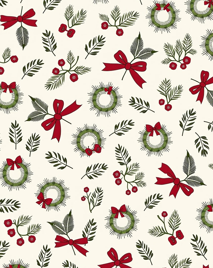 Festive Red Bow Wreath Holly Rug
