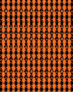 Bold Orange Black Plaid Swirl Rug