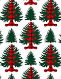 Red Plaid Evergreen Trees Rug
