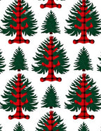 Red Plaid Evergreen Trees Rug