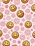 Happy faces and doodle flowers pink Rug