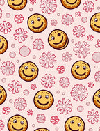 Happy faces and doodle flowers pink Rug
